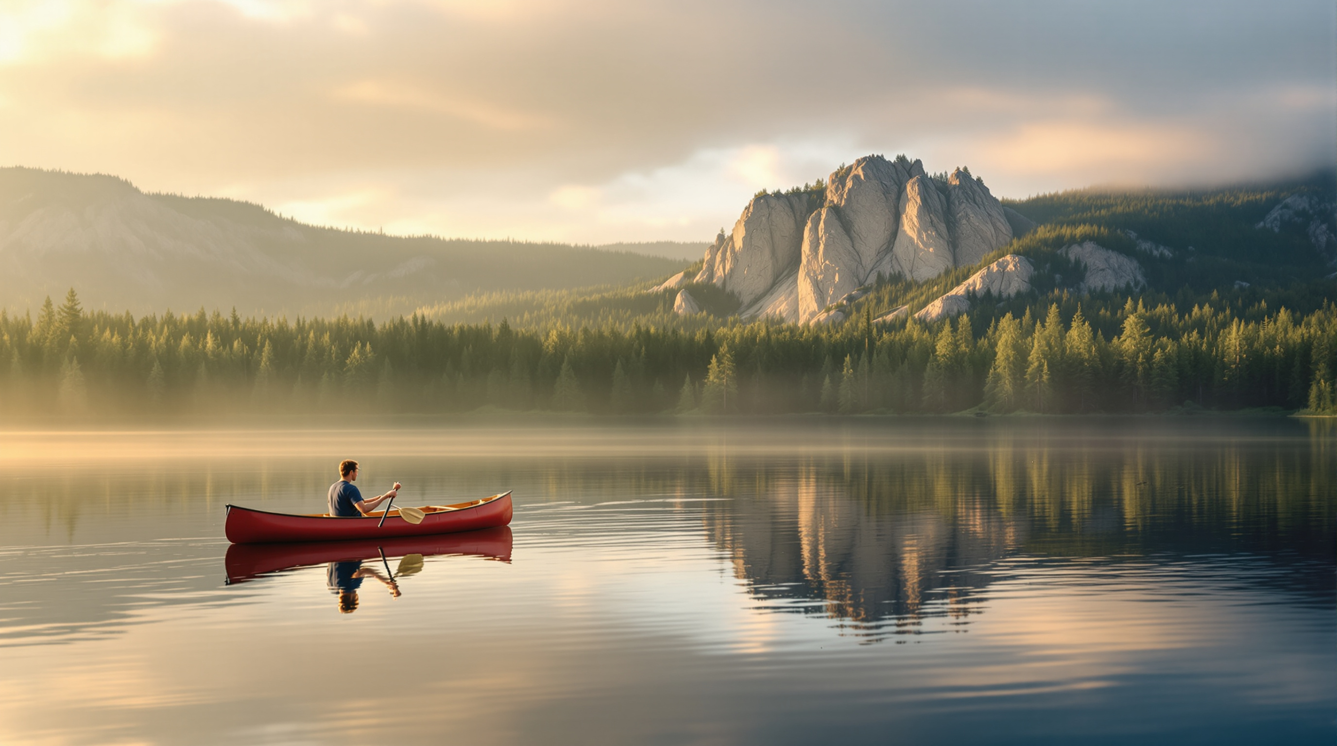 Canoeing on a lake in the Haliburton Highlands